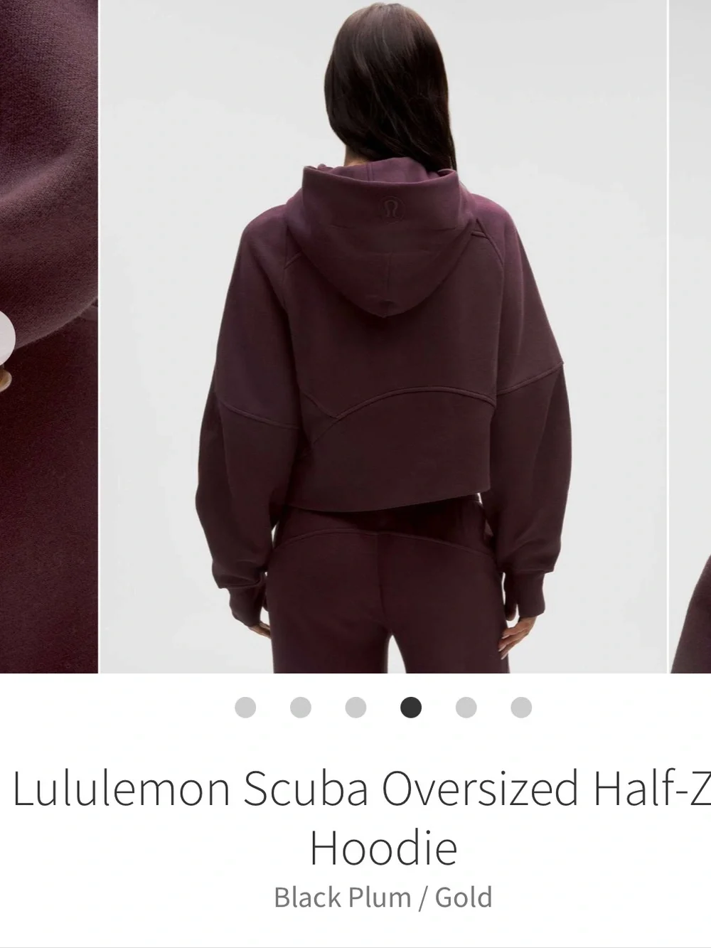 Lululemon Scuba Oversized Halft Zip Hoodie Black Plum/Gold Sz XS/S